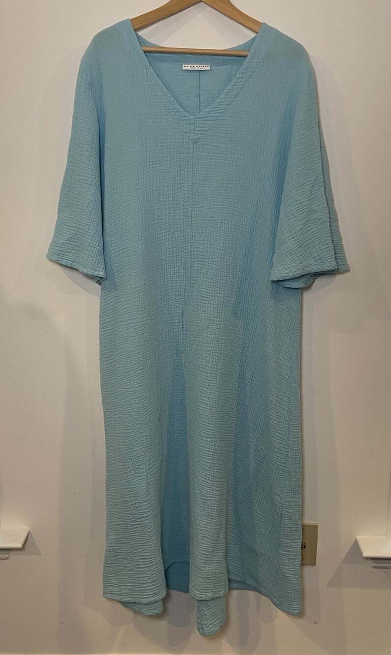 Bryn Walker Cotton Gauze Dress Kaftan Cover Up Blue Size Large L